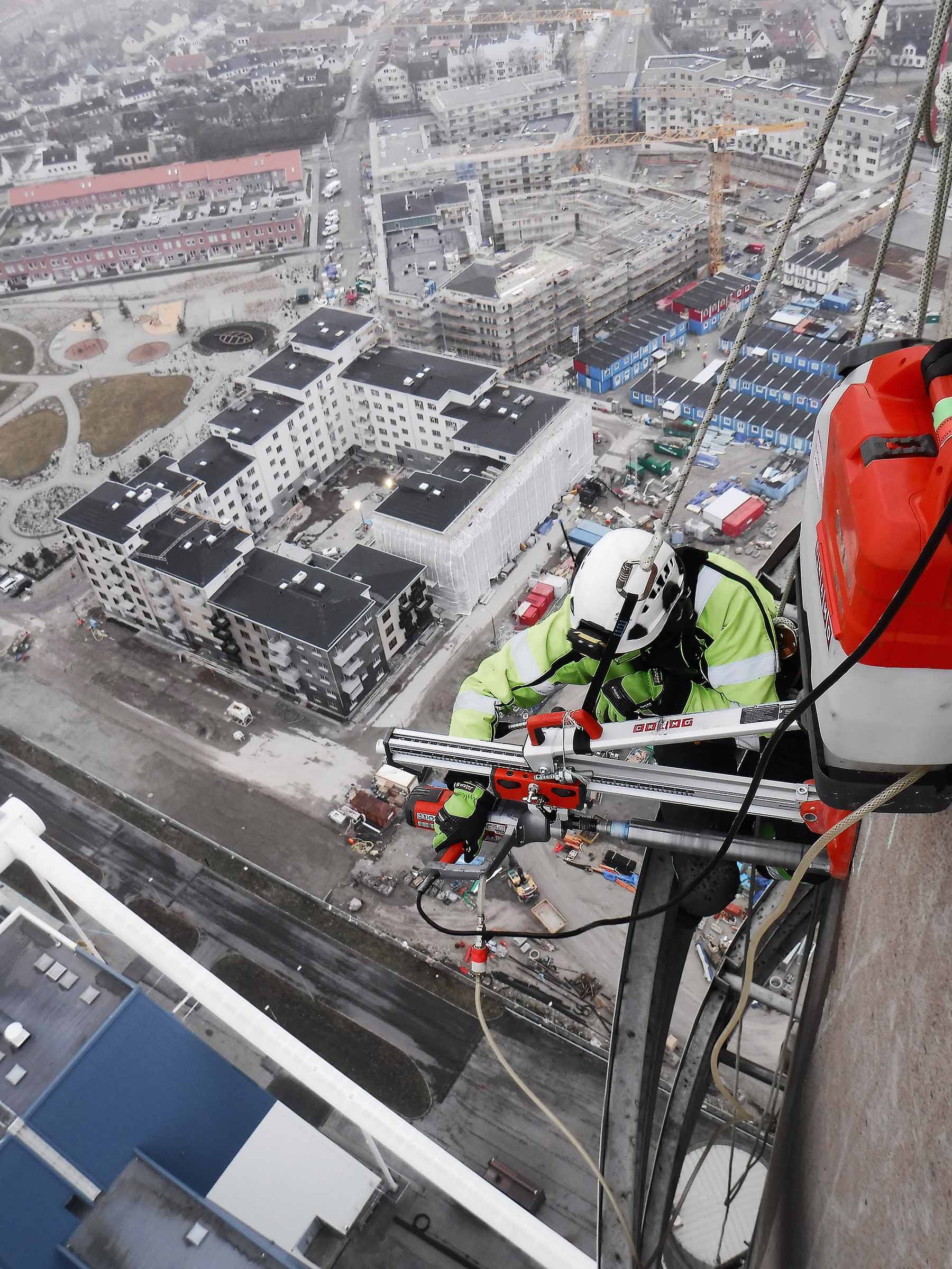 hängande inspektion och fogning från hög höjd